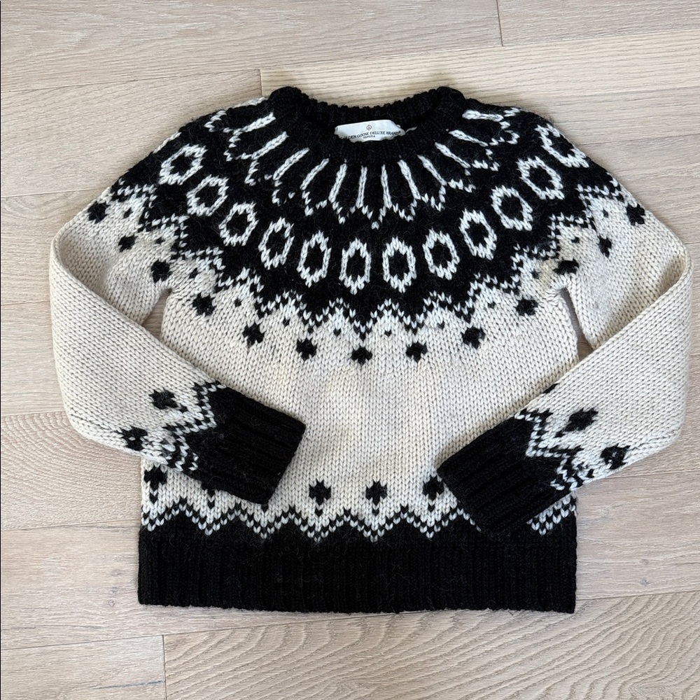 Golden Goose Black and Cream Fair Isle Sweater - NEVER WORN